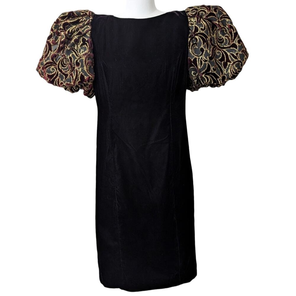 Vintage Jessica Howard Velvet Puff Sleeve Dress